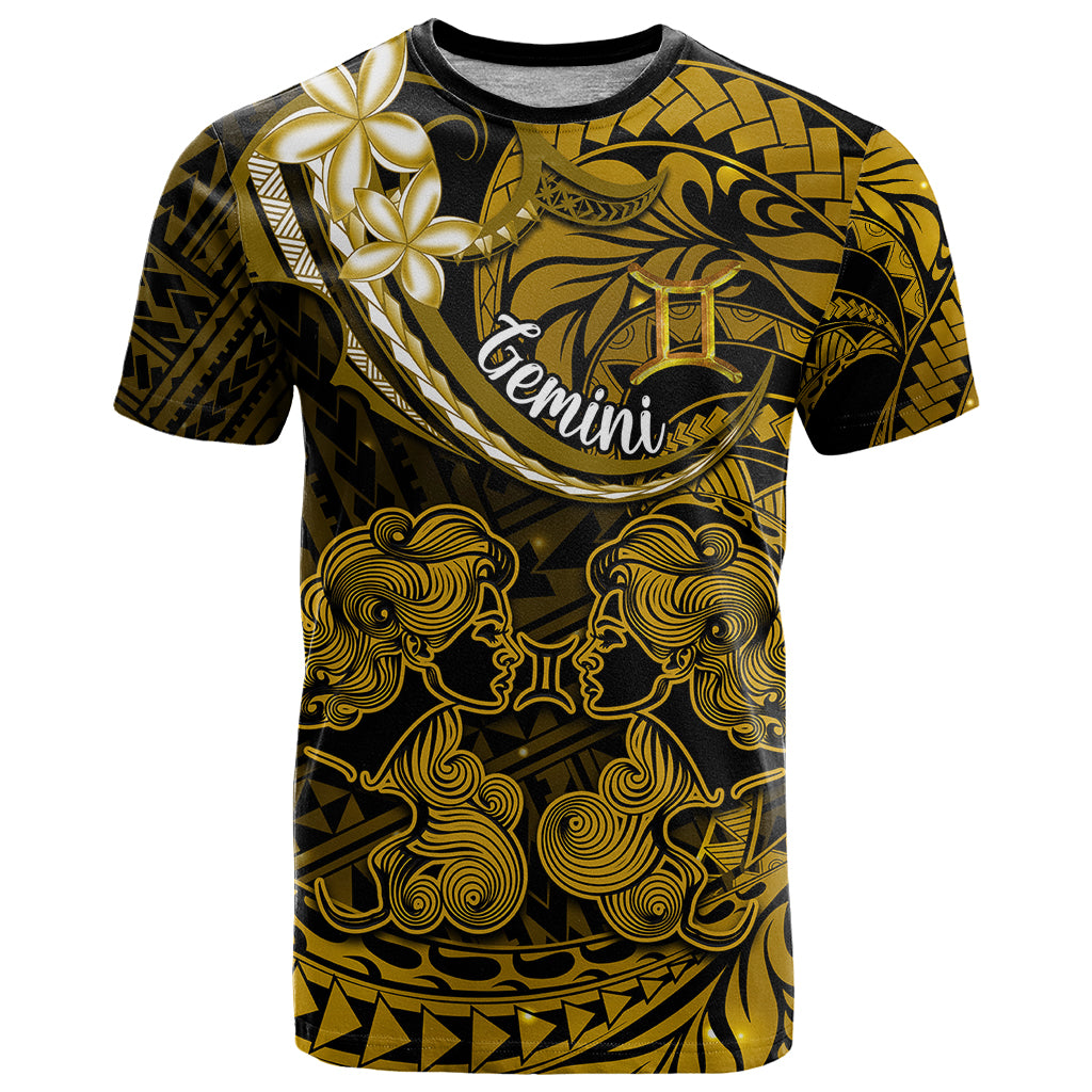 Polynesian Pride Gemini Zodiac T Shirt Astrological Sign Tribal Plumeria Gold Galaxy LT14 Gold - Polynesian Pride