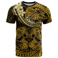 Polynesian Pride Gemini Zodiac T Shirt Astrological Sign Tribal Plumeria Gold Galaxy LT14 Gold - Polynesian Pride