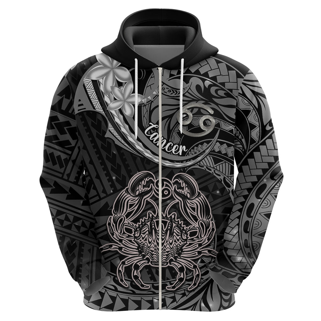 Polynesian Pride Cancer Zodiac Hoodie Astrological Sign Tribal Plumeria Grey Galaxy LT14 - Polynesian Pride