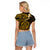 Polynesian Pride Leo Zodiac Raglan Cropped T Shirt Astrological Sign Tribal Plumeria Gold Galaxy LT14 - Polynesian Pride