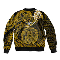 Polynesian Pride Leo Zodiac Sleeve Zip Bomber Jacket Astrological Sign Tribal Plumeria Gold Galaxy LT14 - Polynesian Pride