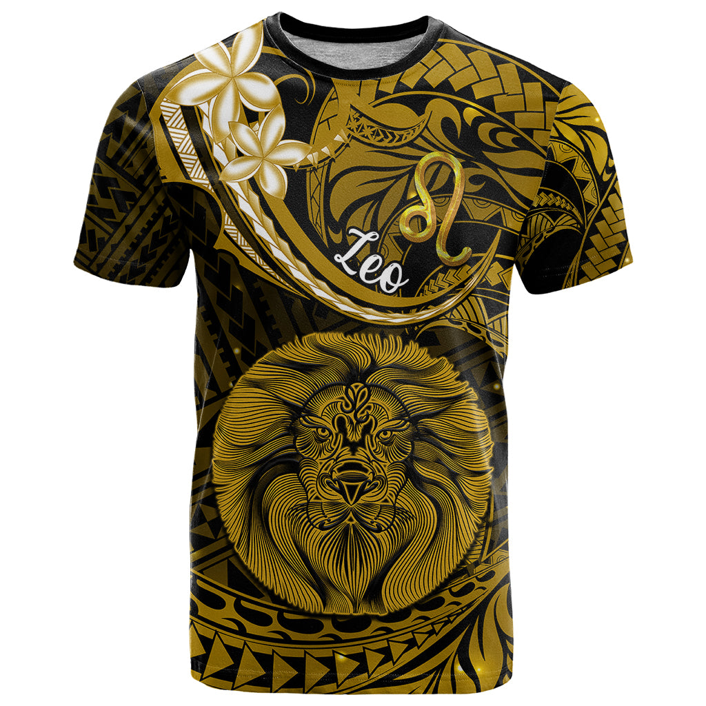 Polynesian Pride Leo Zodiac T Shirt Astrological Sign Tribal Plumeria Gold Galaxy LT14 Gold - Polynesian Pride