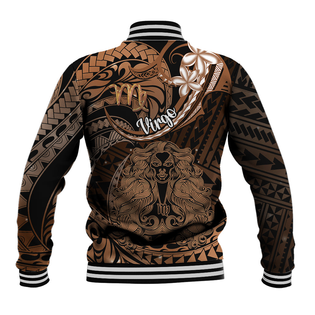 Polynesian Pride Virgo Zodiac Baseball Jacket Astrological Sign Tribal Plumeria Brown Galaxy LT14 - Polynesian Pride
