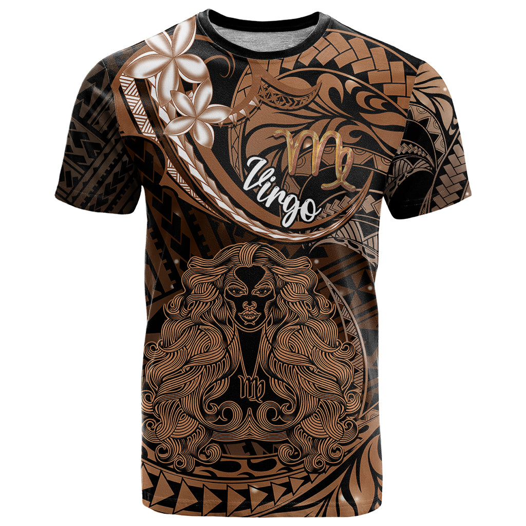 Polynesian Pride Virgo Zodiac T Shirt Astrological Sign Tribal Plumeria Brown Galaxy LT14 Brown - Polynesian Pride