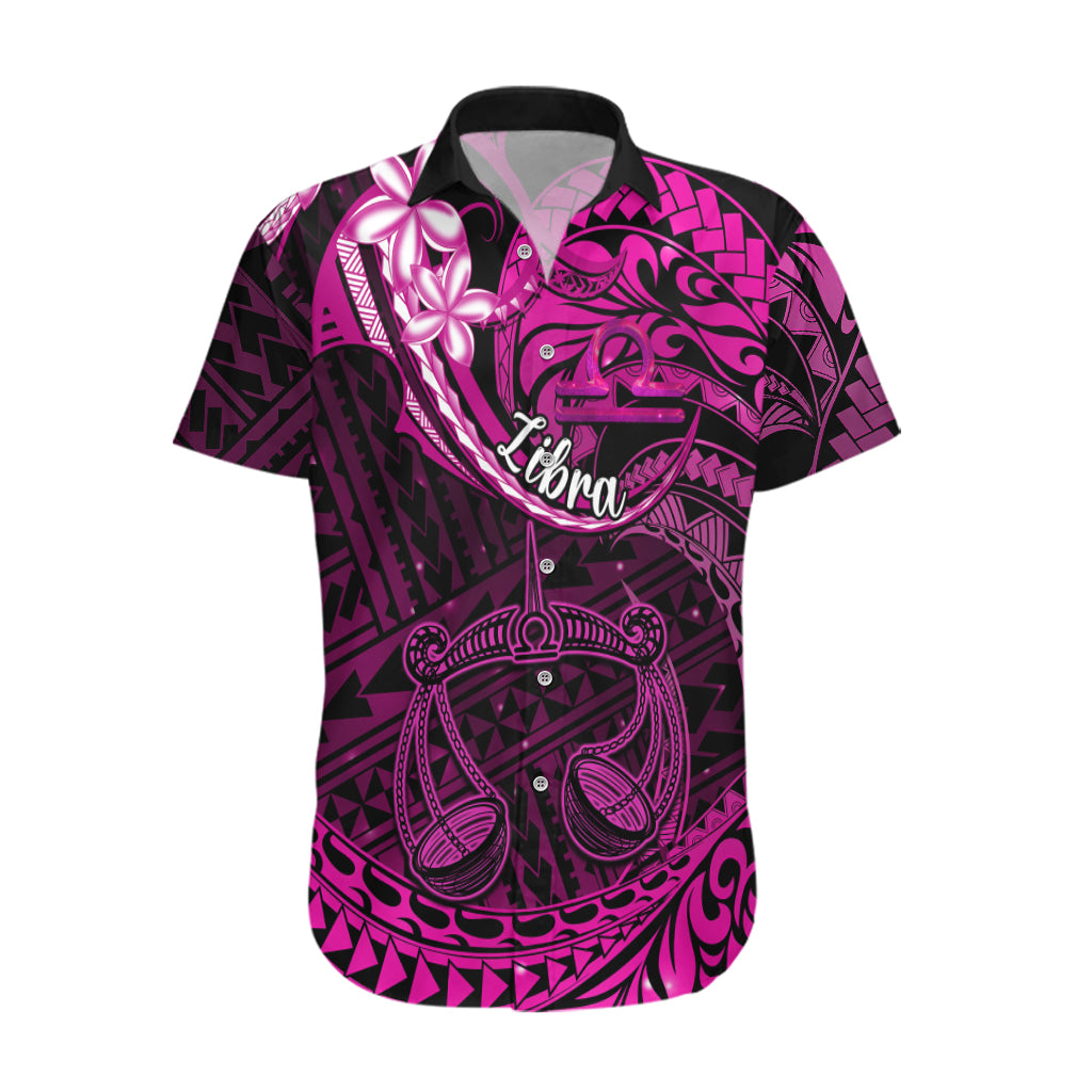 Polynesian Pride Libra Zodiac Hawaiian Shirt Astrological Sign Tribal Plumeria Pink Galaxy LT14 Pink - Polynesian Pride