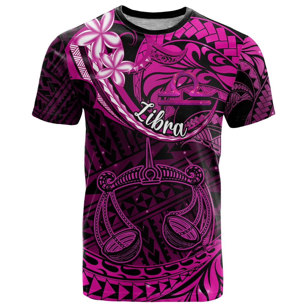 Polynesian Pride Libra Zodiac T Shirt Astrological Sign Tribal Plumeria Pink Galaxy LT14 Pink - Polynesian Pride