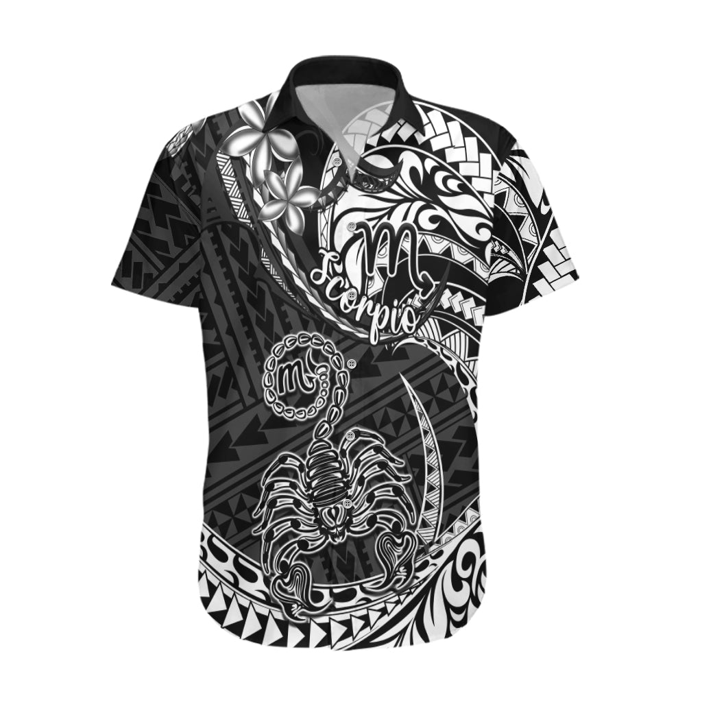 Polynesian Pride Scorpio Zodiac Hawaiian Shirt Astrological Sign Tribal Plumeria Black LT14 Black - Polynesian Pride