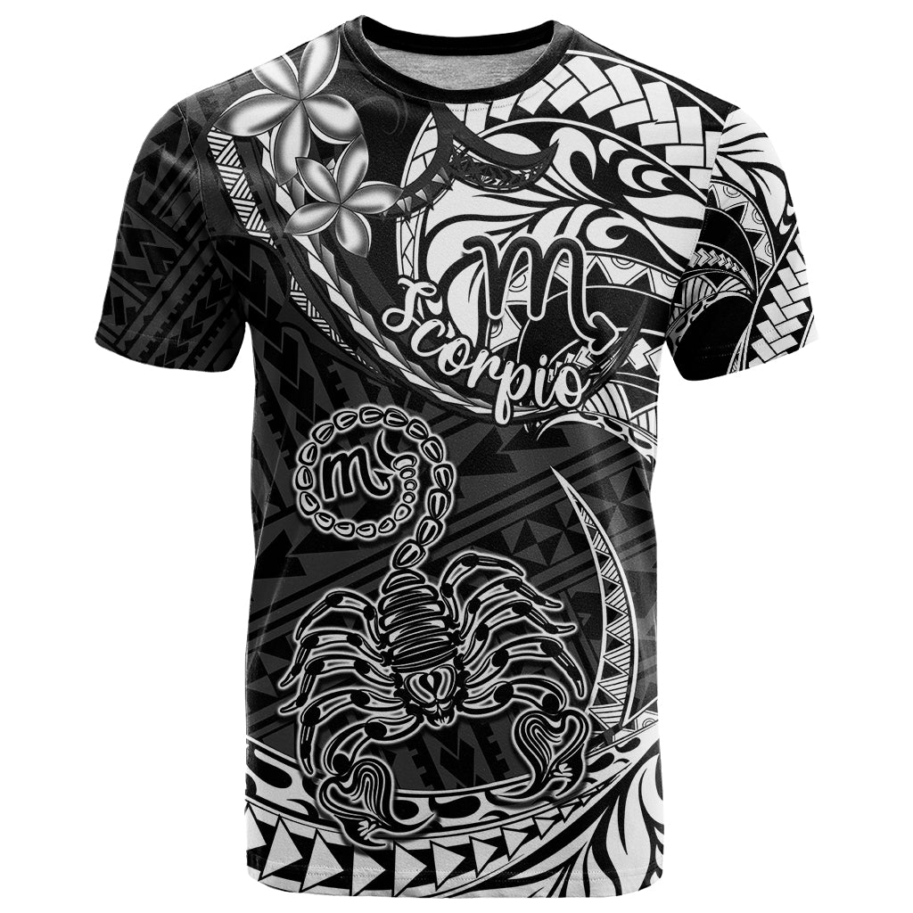 Polynesian Pride Scorpio Zodiac T Shirt Astrological Sign Tribal Plumeria Black LT14 Black - Polynesian Pride