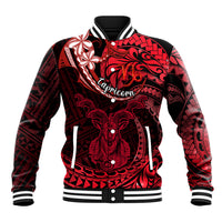 Polynesian Pride Capricorn Zodiac Baseball Jacket Astrological Sign Tribal Plumeria Red Galaxy LT14 Unisex Red - Polynesian Pride