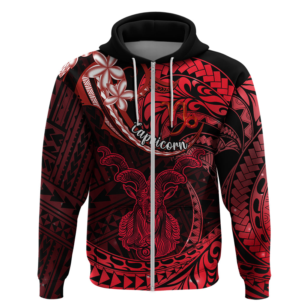 Polynesian Pride Capricorn Zodiac Hoodie Astrological Sign Tribal Plumeria Red Galaxy LT14 - Polynesian Pride
