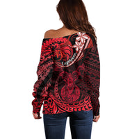 Polynesian Pride Capricorn Zodiac Off Shoulder Sweater Astrological Sign Tribal Plumeria Red Galaxy LT14 - Polynesian Pride