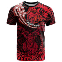Polynesian Pride Capricorn Zodiac T Shirt Astrological Sign Tribal Plumeria Red Galaxy LT14 Red - Polynesian Pride