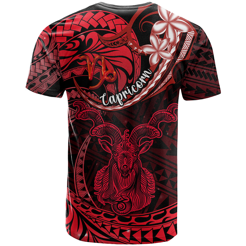 Polynesian Pride Capricorn Zodiac T Shirt Astrological Sign Tribal Plumeria Red Galaxy LT14 - Polynesian Pride