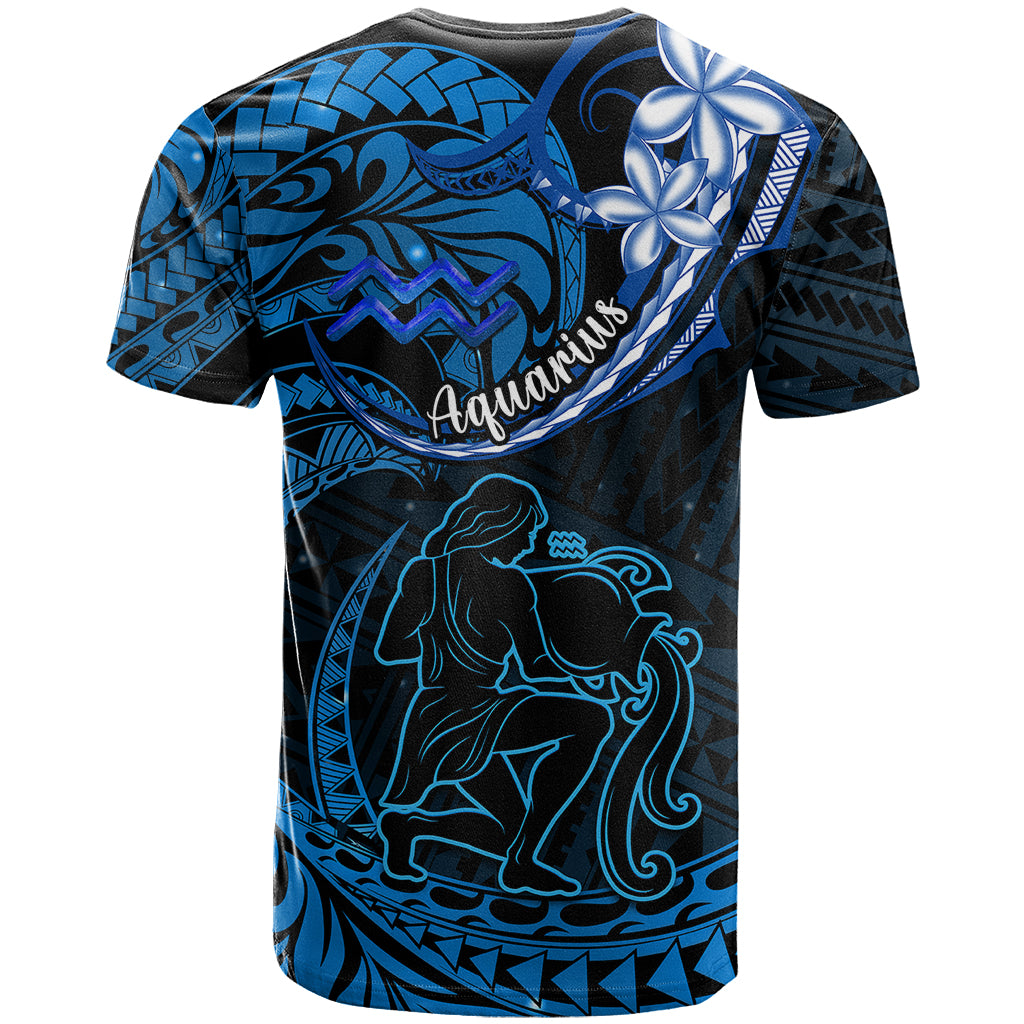 Polynesian Pride Aquarius Zodiac T Shirt Astrological Sign Tribal Plumeria Blue Galaxy LT14 - Polynesian Pride