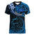 Polynesian Pride Aquarius Zodiac Women V Neck T Shirt Astrological Sign Tribal Plumeria Blue Galaxy LT14 Female Blue - Polynesian Pride