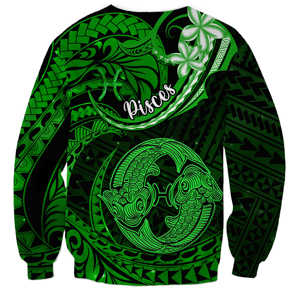 Polynesian Pride Pisces Zodiac Sweatshirt Astrological Sign Tribal Plumeria Green Galaxy LT14 - Polynesian Pride