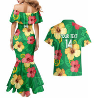 Custom Vanuatu Cricket Couples Matching Mermaid Dress and Hawaiian Shirt 2024 Tropical Flowers Version