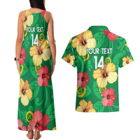 Custom Vanuatu Cricket Couples Matching Tank Maxi Dress and Hawaiian Shirt 2024 Tropical Flowers Version