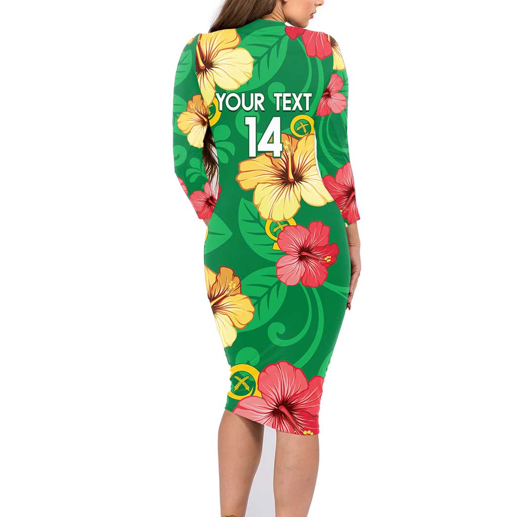 Custom Vanuatu Cricket Family Matching Long Sleeve Bodycon Dress and Hawaiian Shirt 2024 Tropical Flowers Version LT14 - Polynesian Pride