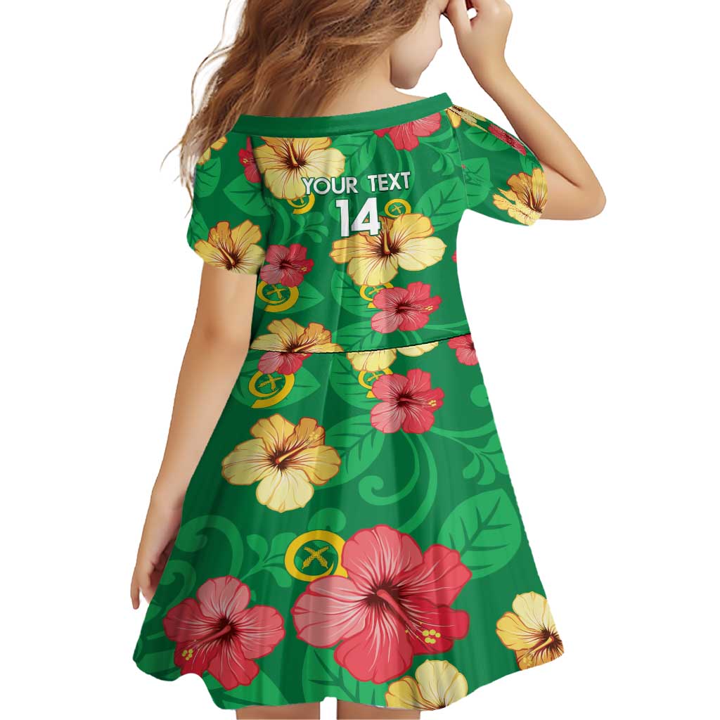 Custom Vanuatu Cricket Family Matching Short Sleeve Bodycon Dress and Hawaiian Shirt 2024 Tropical Flowers Version LT14 - Polynesian Pride