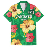 Custom Vanuatu Cricket Family Matching Short Sleeve Bodycon Dress and Hawaiian Shirt 2024 Tropical Flowers Version LT14 Dad's Shirt - Short Sleeve Green - Polynesian Pride