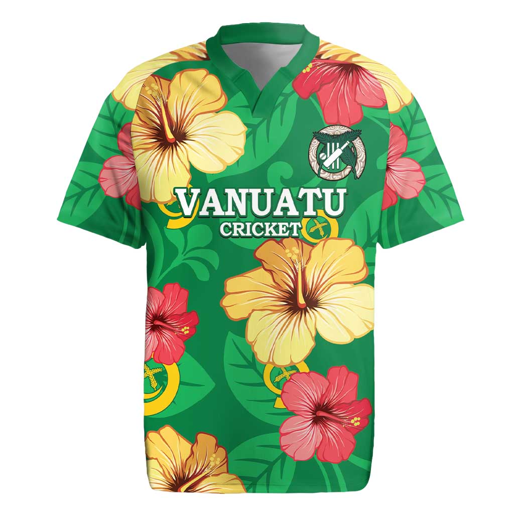 Custom Vanuatu Cricket Rugby Jersey 2024 Tropical Flowers Version
