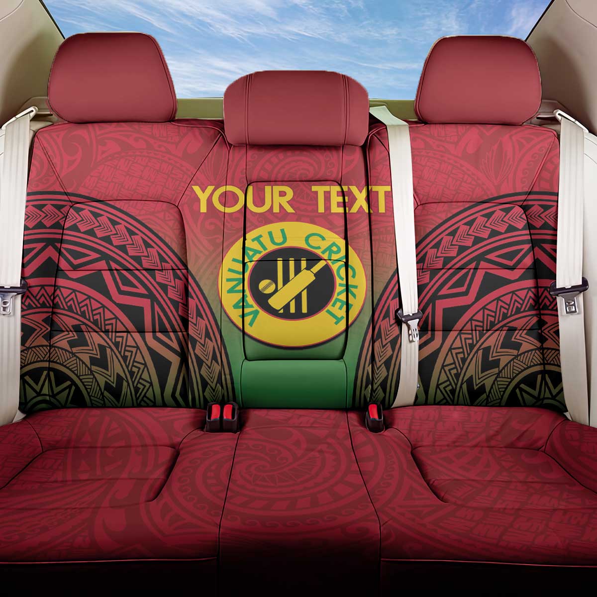 Custom Vanuatu Cricket Back Car Seat Cover 2024 Polynesian Pattern Sporty Style