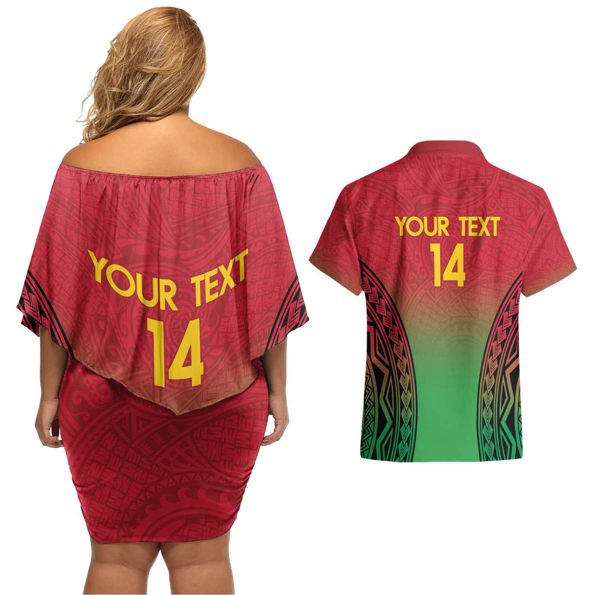 Custom Vanuatu Cricket Couples Matching Off Shoulder Short Dress and Hawaiian Shirt 2024 Polynesian Pattern Sporty Style