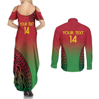 Custom Vanuatu Cricket Couples Matching Summer Maxi Dress and Long Sleeve Button Shirt 2024 Polynesian Pattern Sporty Style