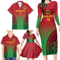 Custom Vanuatu Cricket Family Matching Long Sleeve Bodycon Dress and Hawaiian Shirt 2024 Polynesian Pattern Sporty Style LT14 - Polynesian Pride