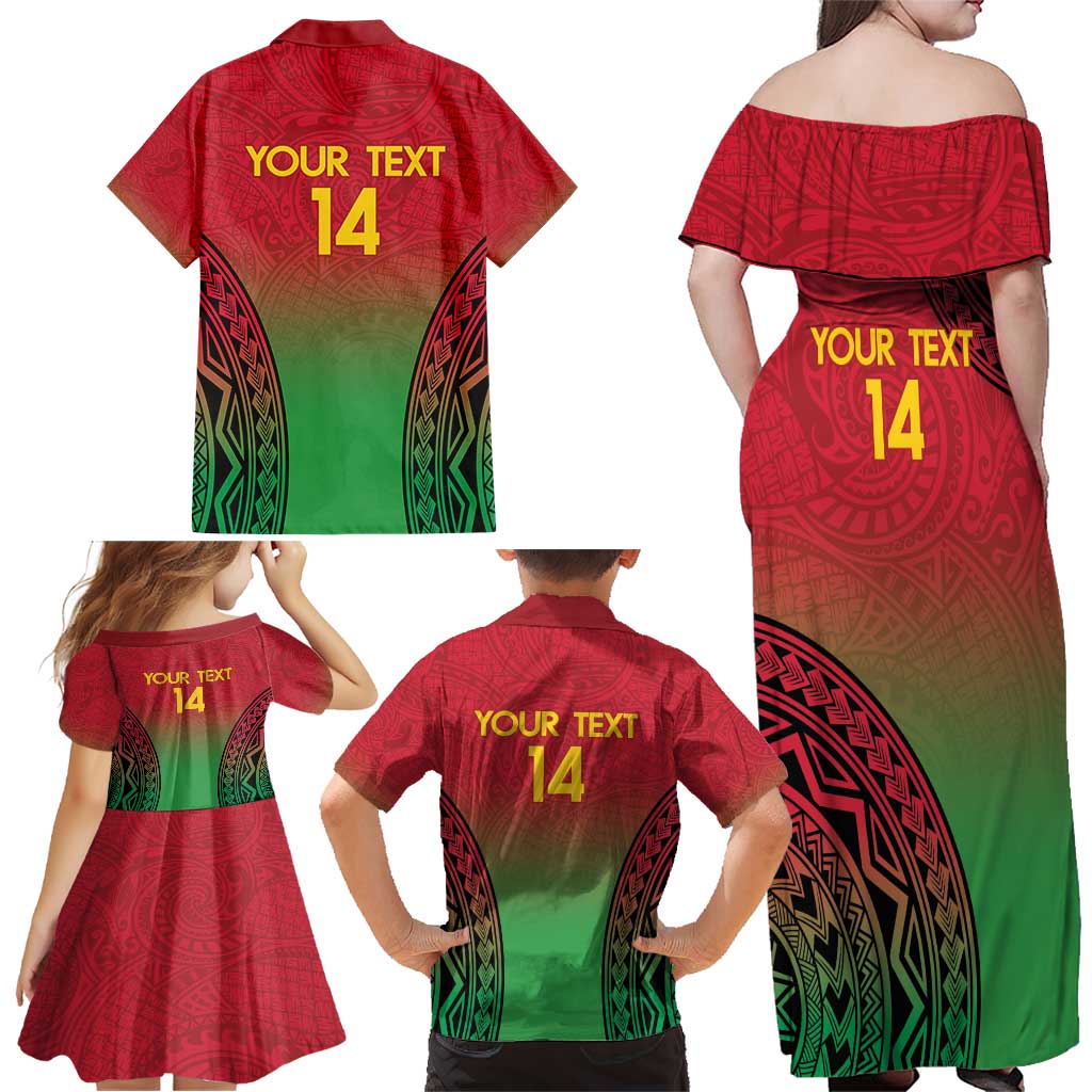 Custom Vanuatu Cricket Family Matching Off Shoulder Maxi Dress and Hawaiian Shirt 2024 Polynesian Pattern Sporty Style