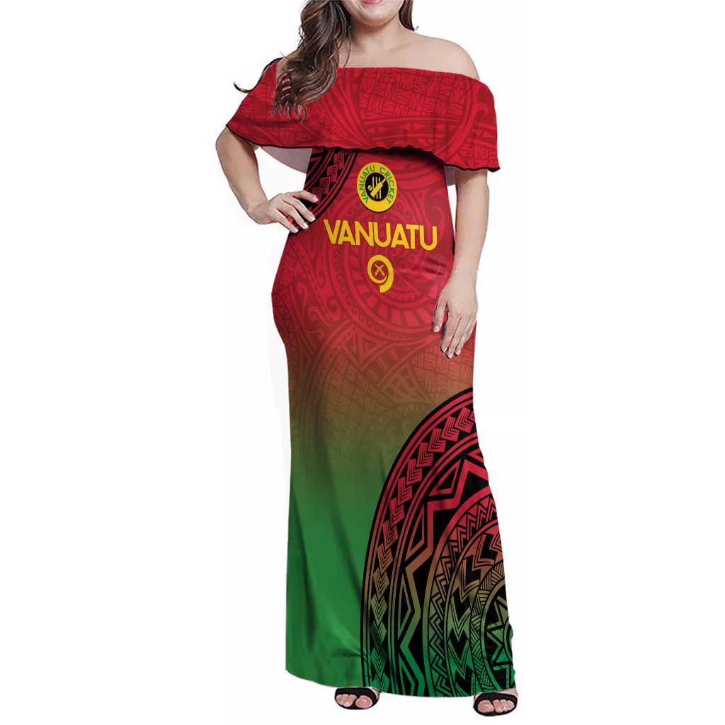 Custom Vanuatu Cricket Family Matching Off Shoulder Maxi Dress and Hawaiian Shirt 2024 Polynesian Pattern Sporty Style
