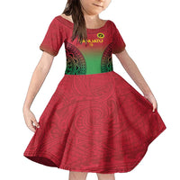 Custom Vanuatu Cricket Family Matching Short Sleeve Bodycon Dress and Hawaiian Shirt 2024 Polynesian Pattern Sporty Style LT14 Daughter's Dress Red - Polynesian Pride
