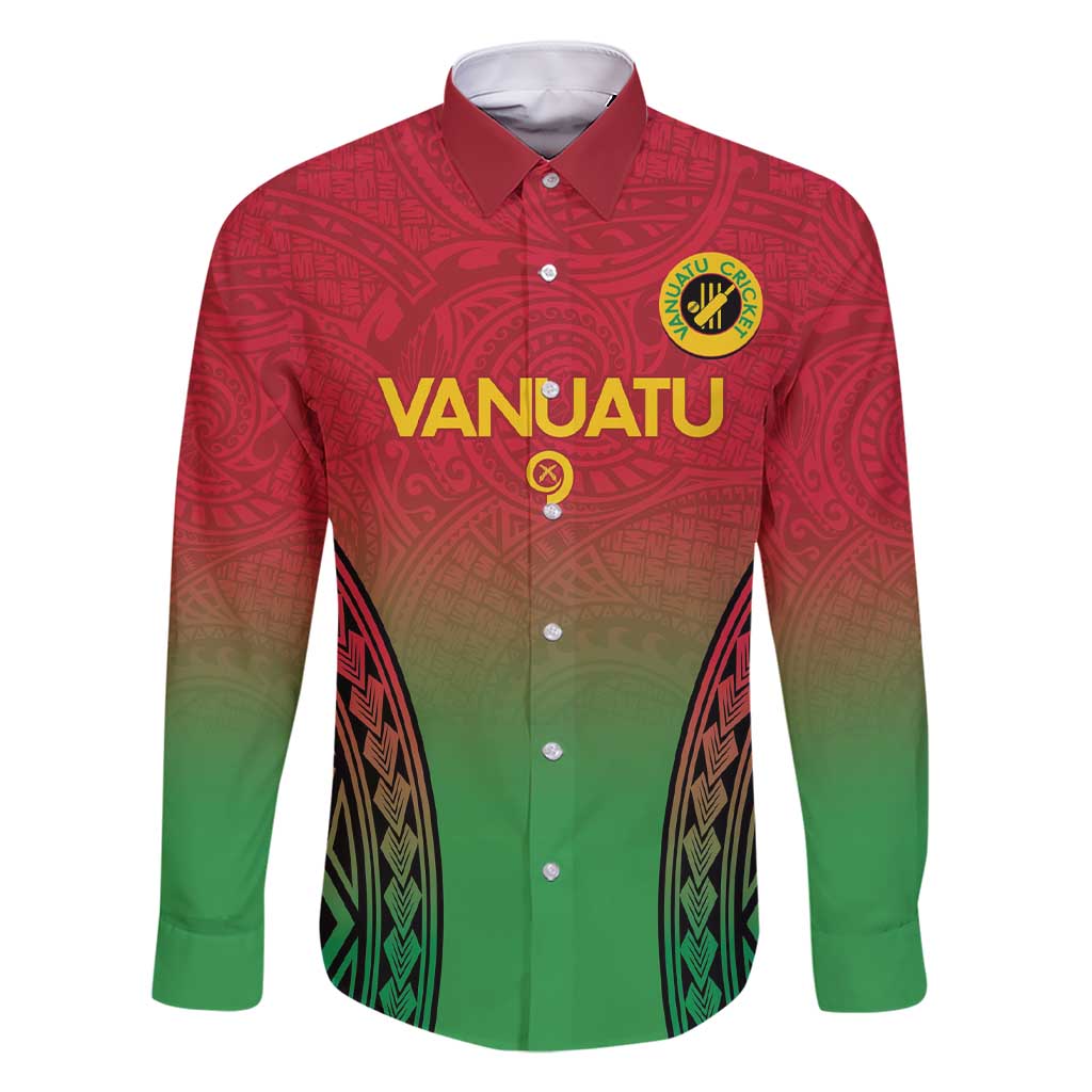 Custom Vanuatu Cricket Family Matching Short Sleeve Bodycon Dress and Hawaiian Shirt 2024 Polynesian Pattern Sporty Style LT14 Dad's Shirt - Long Sleeve Red - Polynesian Pride