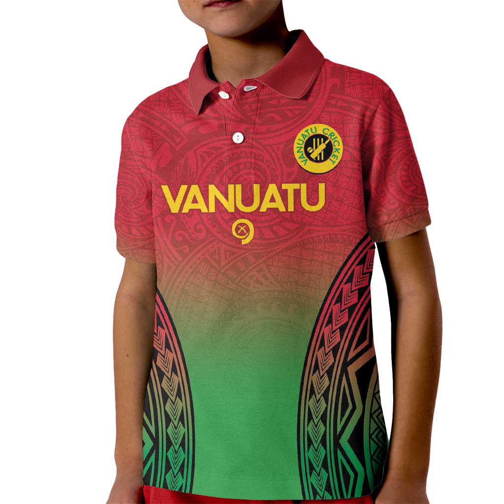 Custom Vanuatu Cricket Kid Polo Shirt 2024 Polynesian Pattern Sporty Style