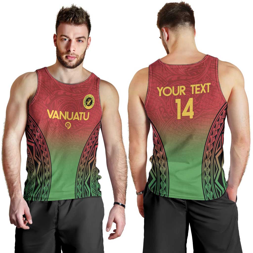 Custom Vanuatu Cricket Men Tank Top 2024 Polynesian Pattern Sporty Style