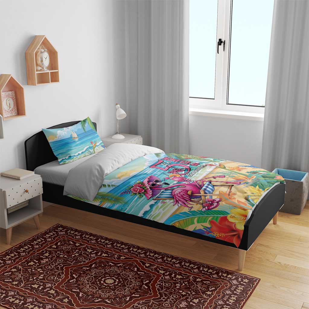 Flamingo Aloha Hawaii Bedding Set It's 5 O’Clock Somewhere Tropical Vibes - Polynesian Pride
