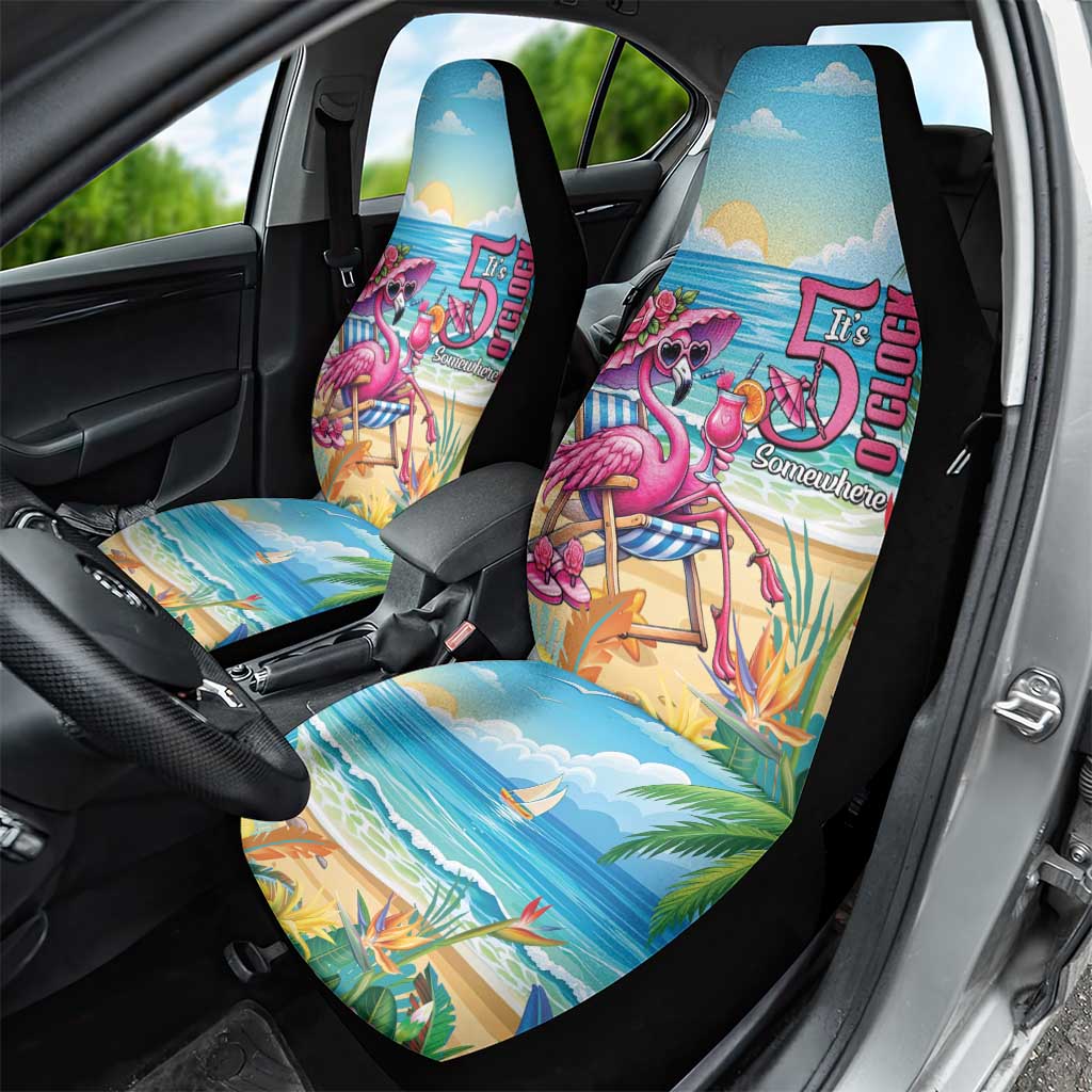 Flamingo Aloha Hawaii Car Seat Cover It's 5 O’Clock Somewhere Tropical Vibes - Polynesian Pride