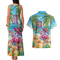 Flamingo Aloha Hawaii Couples Matching Tank Maxi Dress and Hawaiian Shirt It's 5 OClock Somewhere Tropical Vibes LT14 - Polynesian Pride