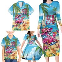 Flamingo Aloha Hawaii Family Matching Long Sleeve Bodycon Dress and Hawaiian Shirt It's 5 OClock Somewhere Tropical Vibes LT14 - Polynesian Pride