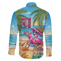 Flamingo Aloha Hawaii Family Matching Off Shoulder Short Dress and Hawaiian Shirt It's 5 OClock Somewhere Tropical Vibes LT14 - Polynesian Pride
