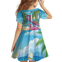 Flamingo Aloha Hawaii Family Matching Short Sleeve Bodycon Dress and Hawaiian Shirt It's 5 OClock Somewhere Tropical Vibes LT14 - Polynesian Pride