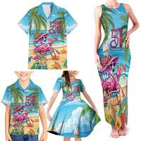 Flamingo Aloha Hawaii Family Matching Tank Maxi Dress and Hawaiian Shirt It's 5 O’Clock Somewhere Tropical Vibes - Polynesian Pride