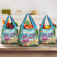 Flamingo Aloha Hawaii Grocery Bag It's 5 O’Clock Somewhere Tropical Vibes - Polynesian Pride