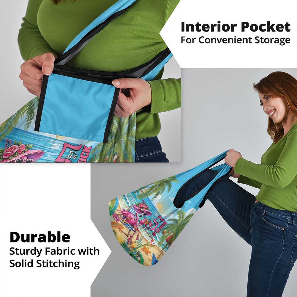 Flamingo Aloha Hawaii Grocery Bag It's 5 O’Clock Somewhere Tropical Vibes - Polynesian Pride