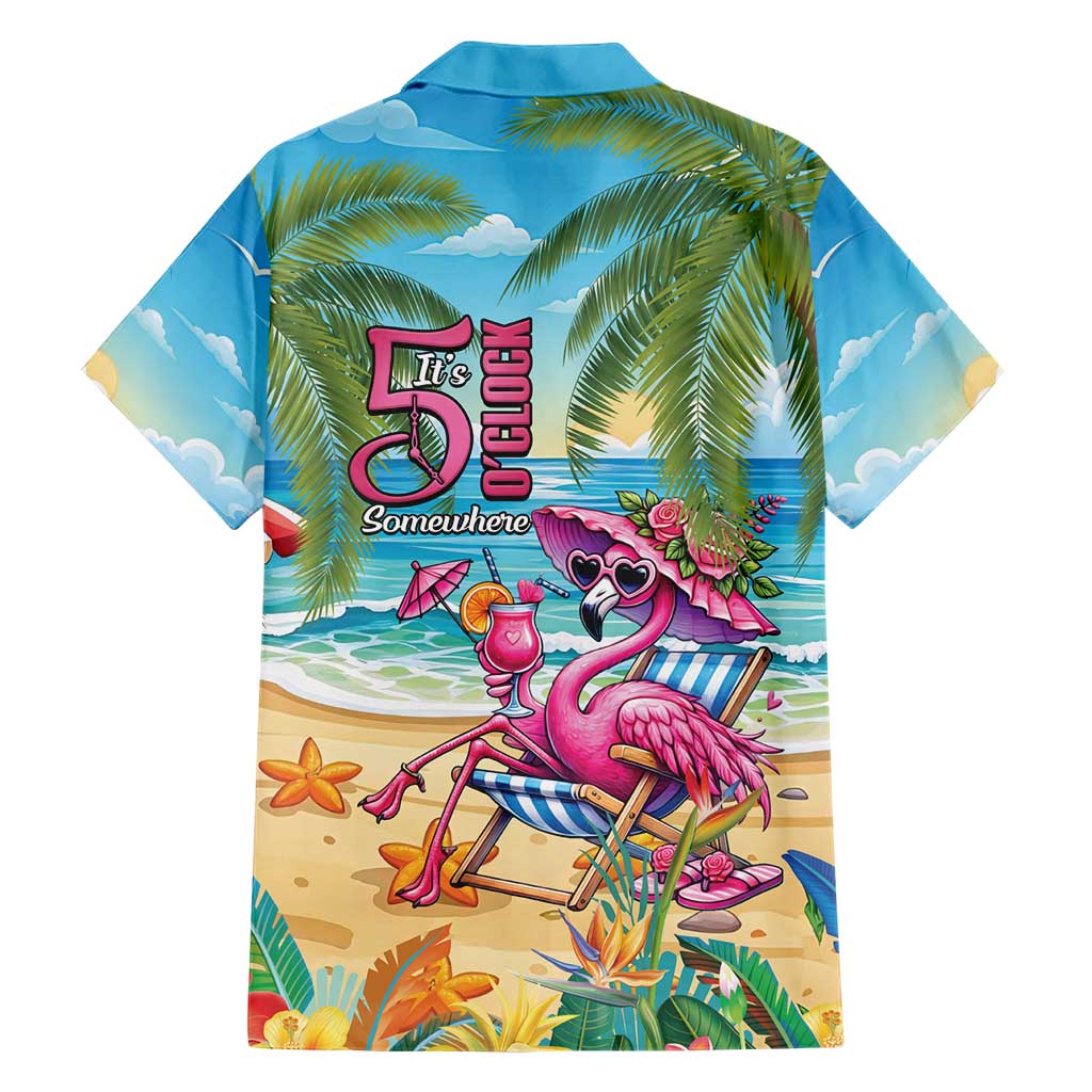 Flamingo Aloha Hawaii Hawaiian Shirt It's 5 O’Clock Somewhere Tropical Vibes - Polynesian Pride