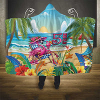 Flamingo Aloha Hawaii Hooded Blanket It's 5 O’Clock Somewhere Tropical Vibes - Polynesian Pride