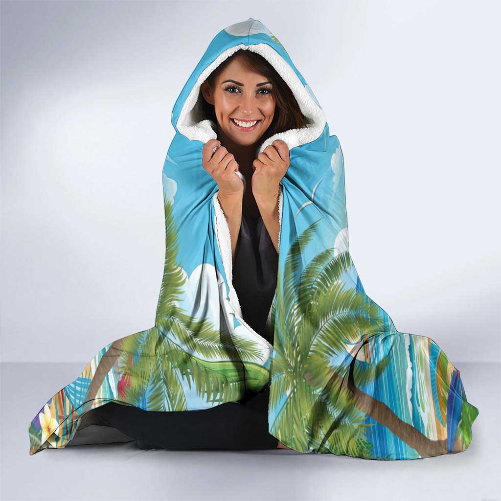 Flamingo Aloha Hawaii Hooded Blanket It's 5 O’Clock Somewhere Tropical Vibes - Polynesian Pride