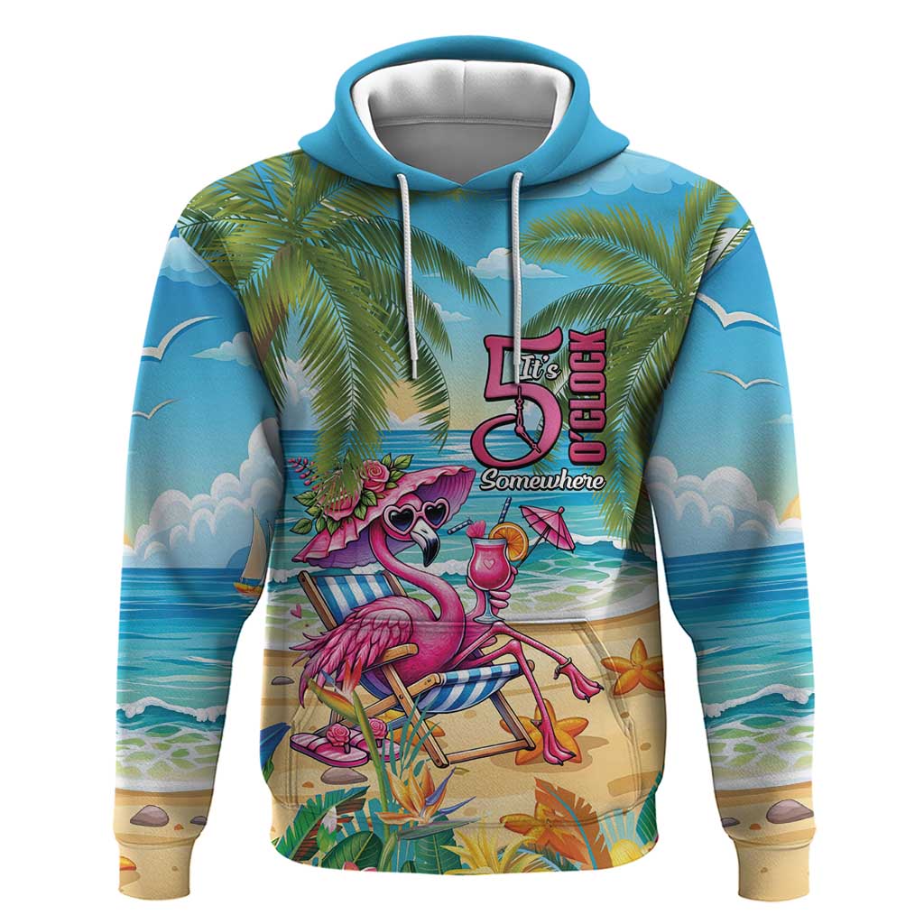 Flamingo Aloha Hawaii Hoodie It's 5 O’Clock Somewhere Tropical Vibes - Polynesian Pride