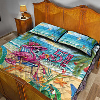 Flamingo Aloha Hawaii Quilt Bed Set It's 5 O’Clock Somewhere Tropical Vibes - Polynesian Pride